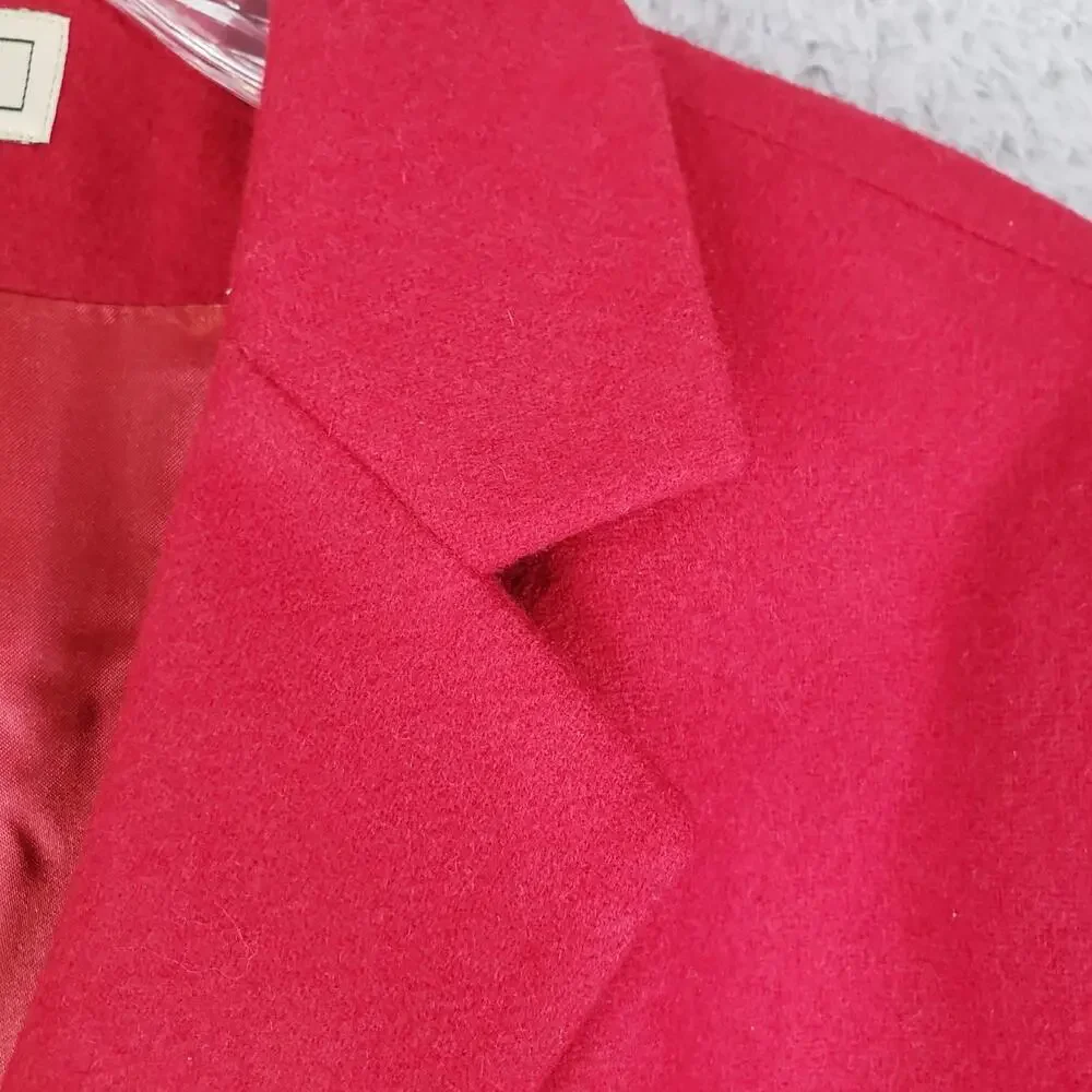 LL Bean Blazer Jacket Red Womens Size 12 R Wool Cashmere Pocket Quiet Luxury - Picture 8 of 9